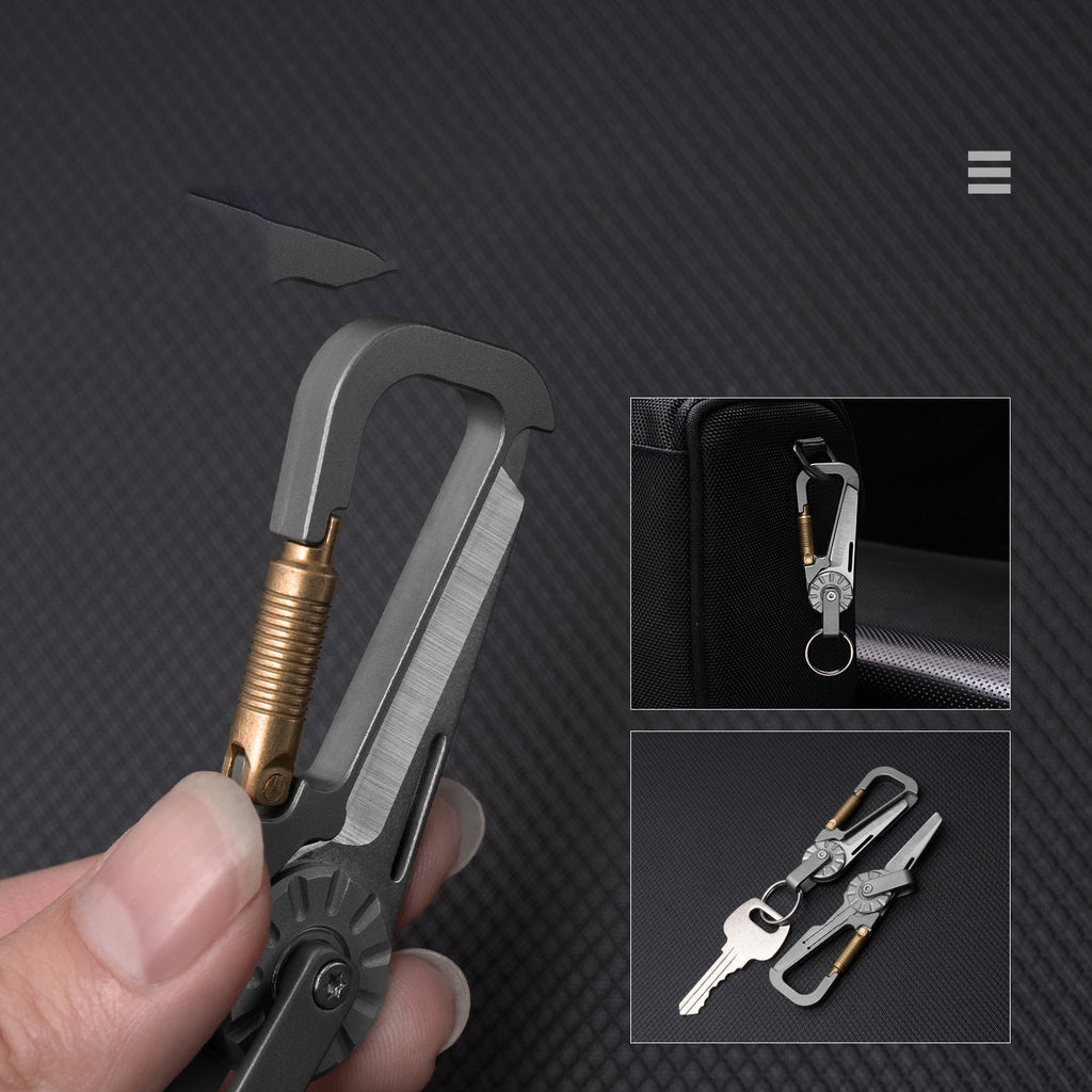 Tactical Multi-Tool Carabiner for Men - Heavy Duty Outdoor Gear Accessory with Bottle Opener & Keychain Hook