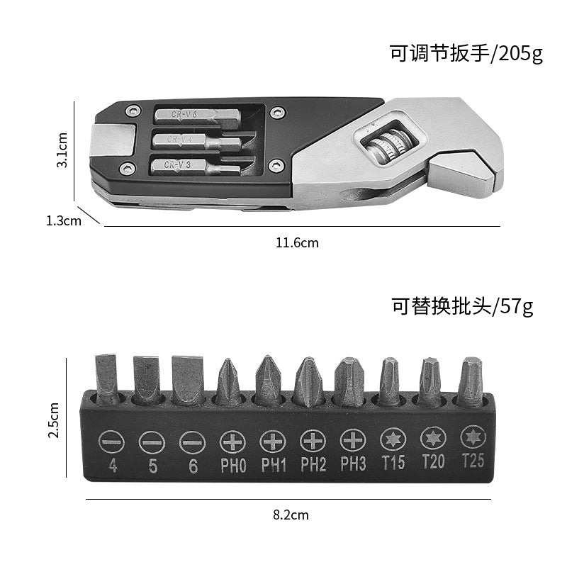 Multitool Wrench With 8 Tools/Pliers/Wire Cutter/Flat Screwdriver/Phillips Screwdriver/Portable Folding Multifunctional Adjustable Multi Purpose Stainless Steel Tool