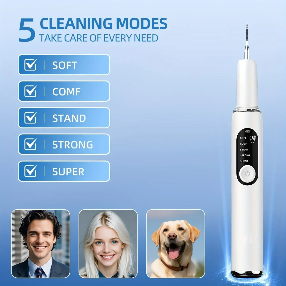 Electric Tooth Cleaner Rechargeable with LED & 5 Modes LPT