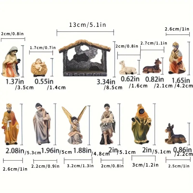 Divine Nativity: 12-Piece Realistic Christmas Figurine Set