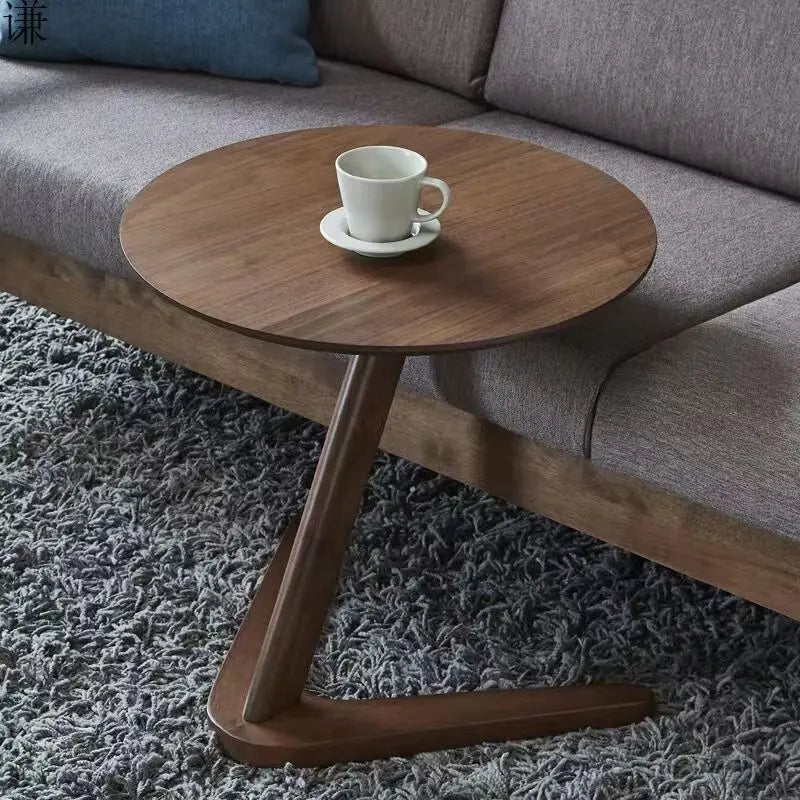 House Faction Solid Wood Edge Sofa Side Table - Walnut Finish