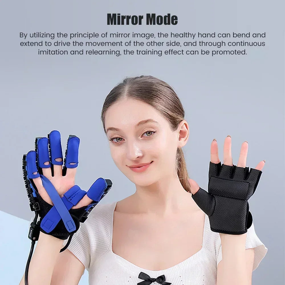 Robotic Wellness Glove Automatic Pneumatic Hand Trainer Blue