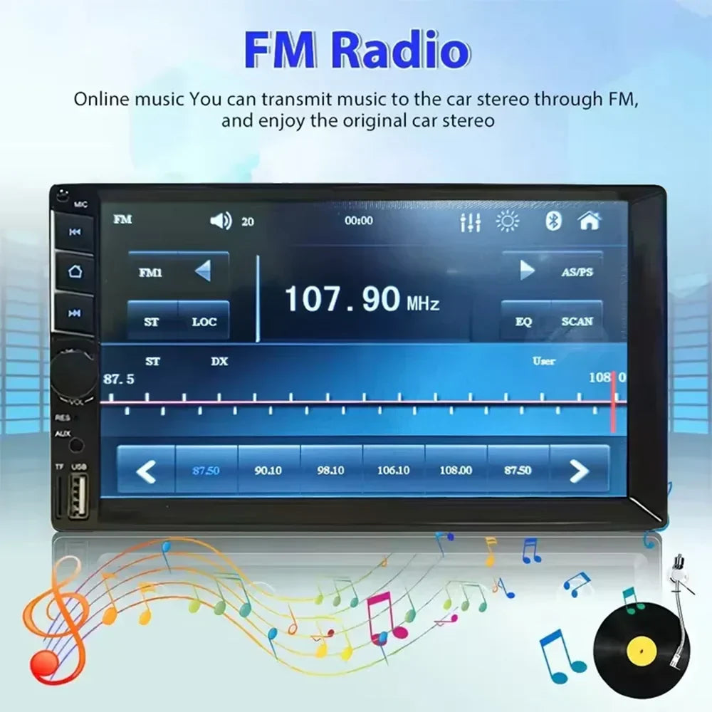 7 2DIN Touchscreen Car Stereo Black