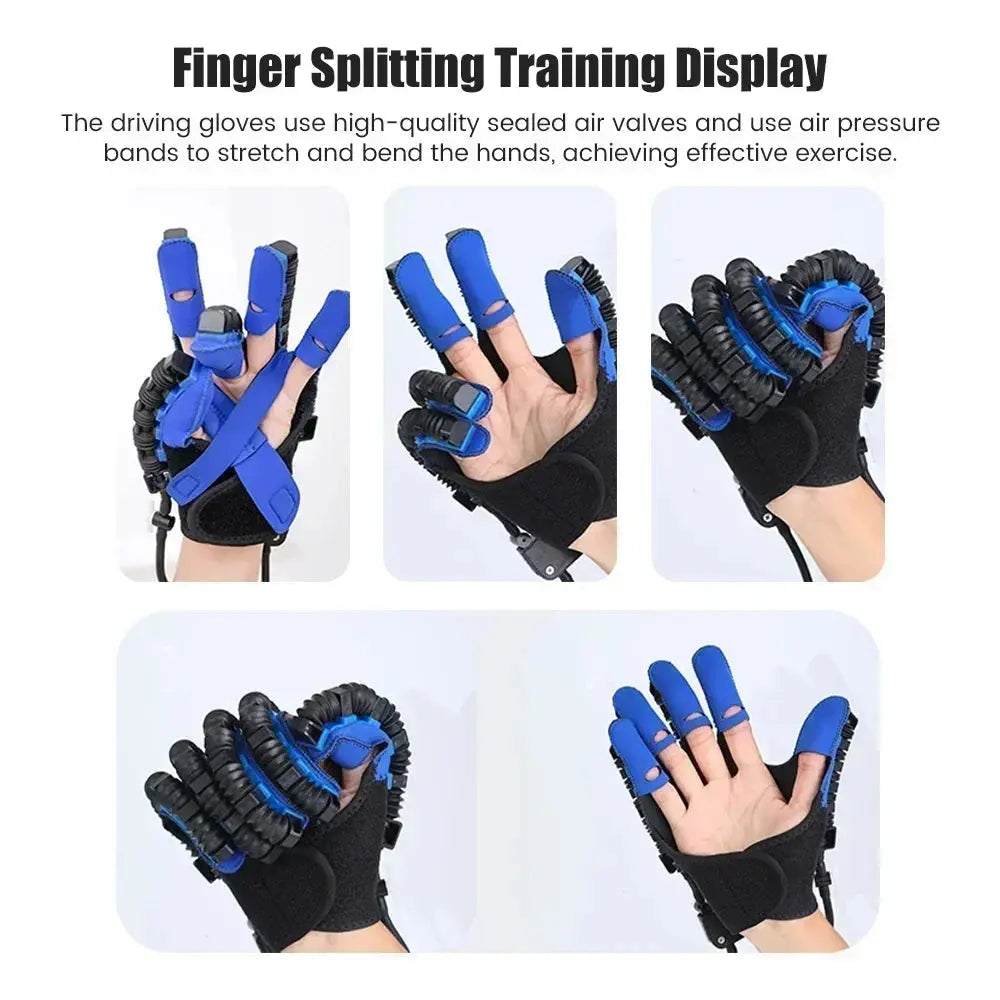 Robotic Wellness Glove Automatic Pneumatic Hand Trainer Blue