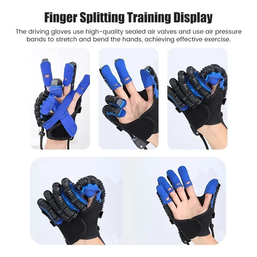 Robotic Wellness Glove Automatic Pneumatic Hand Trainer Blue