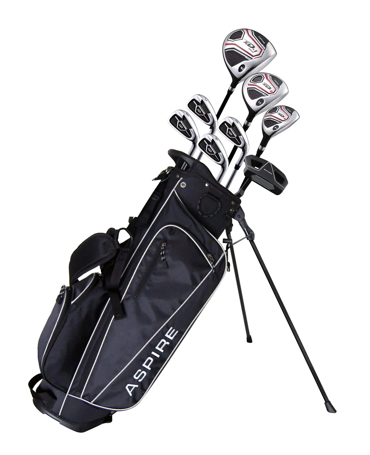 Aspire XD1 Teenager Complete Golf Set Includes Driver Fairway Hybrid 7 8 9 Wedge Irons Putter Stand Bag 3 HCS Teen Ages 13-16 Right Hand - Height 51" - 56" JuSt Four you