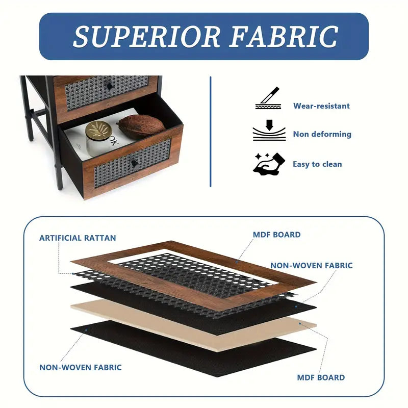 Compact Bedside Table - w/ 2 Drawers