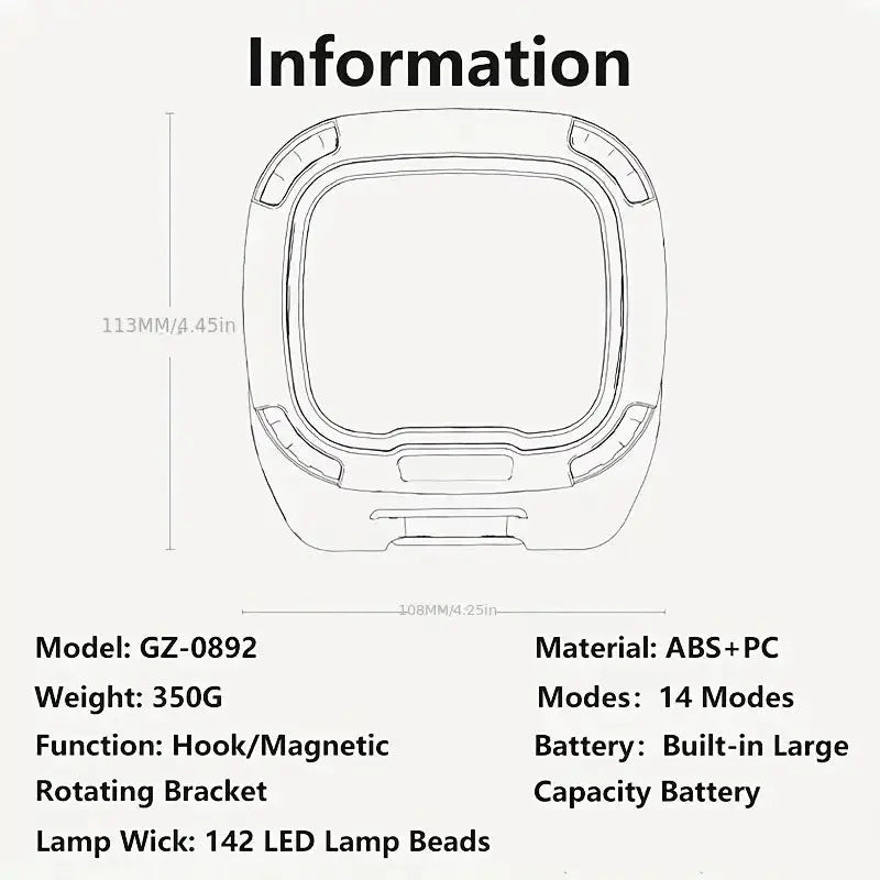 Rechargeable LED Work Light Magnetic Hook