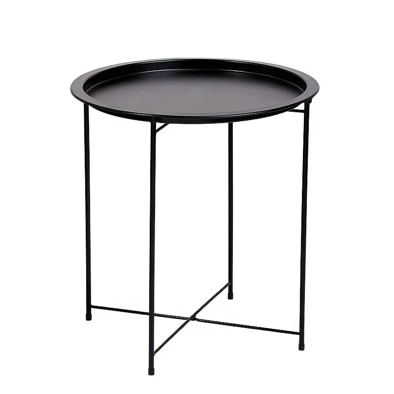 Black Round Coffee Table with Detachable Tray